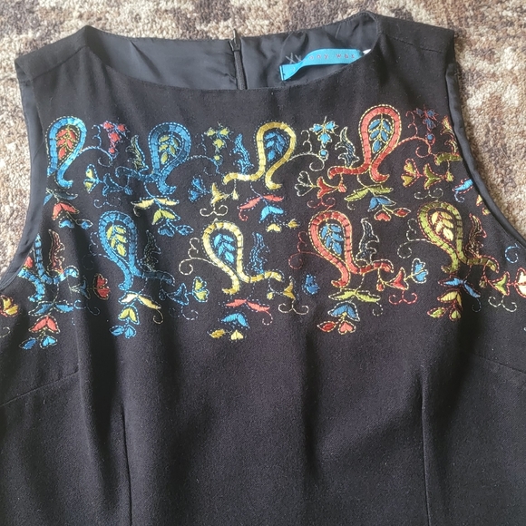 Johnny Was S Black Embroidered Dress Floral Colorful Embroidery - Picture 4 of 7